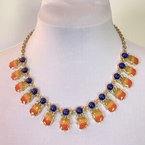 Blue and Peach Statement Necklace